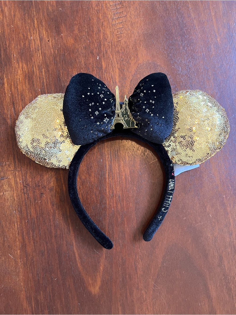 Disneyland Paris 30th Anniversary Minnie Ears Tinker Bell Castle Gold Sequin
